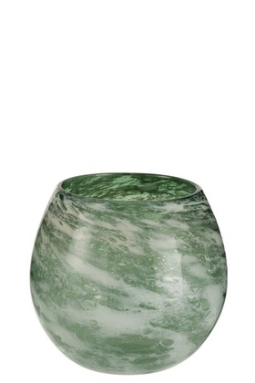 Vaas rond, dik glas, groen wit - Large - Merk J-Line