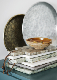 Madam Stoltz Marble chopping board with leather | green