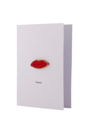 Zusss | Wenskaart met broche  "lipjes" | Rood