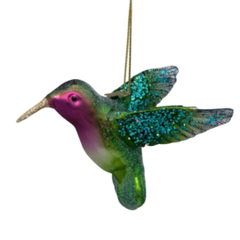 Vondels Ornament glass green/purple hummingbird