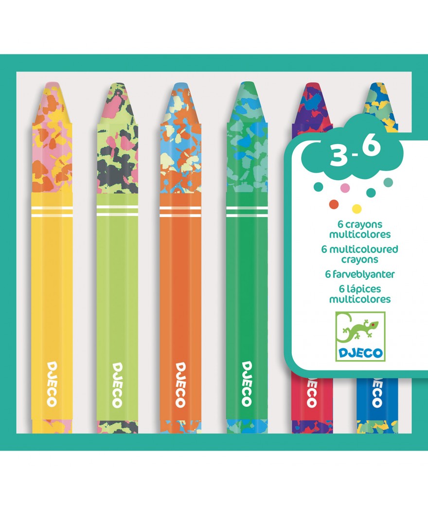 Djeco Multicoloured Crayons | 3 - 6 jaar