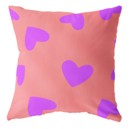 Buitenkussen "Hartjes" 60x40 cm | zalm paars