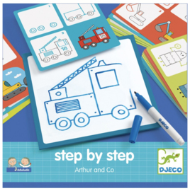 Djeco Step by step tekenkaarten "voertuigen" | 4-7 jaar