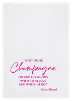 Theedoek "I only drink champagne" | pink roze