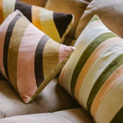 HKliving Striped velvet cushion "Fields"