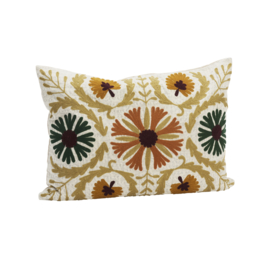 Madam Stoltz Suzani embroidered velvet cushion incl. filler 50 x 70 cm