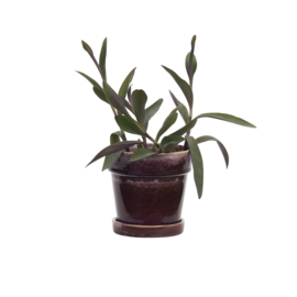 Madam Stoltz Reactive Glazed Ceramic Flowerpot with saucer medium | purple