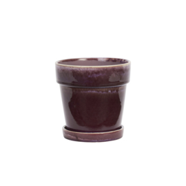Madam Stoltz Reactive Glazed Ceramic Flowerpot with saucer large | purple