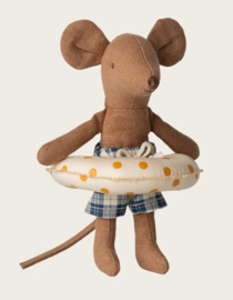 Maileg Beach mouse with float Little Brother | yellow dots