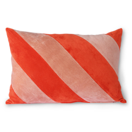 HKliving Striped velvet cushion / Gestreept fluwelen kussen (40x60) | red/pink