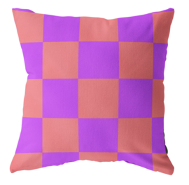 Buitenkussen "Geblokt" 60x40 cm | zalm paars