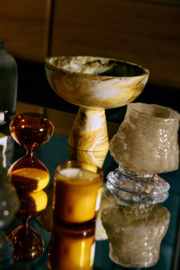 HKliving Marbled bowl on base | ochre