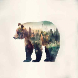 Tegeltje Beer met landschap