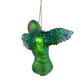 Vondels Ornament glass green/purple hummingbird