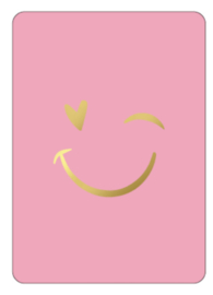 Kassaplan A6 Ansichtkaart "knip oog smiley" | roze