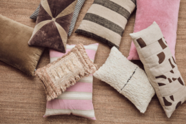 HKliving  Woven striped cushion "Blush"