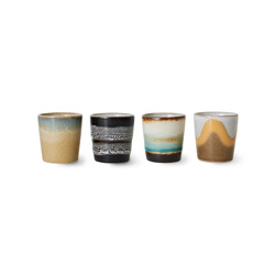 HKliving 70's Ceramics Egg cups "Granite" set van 4