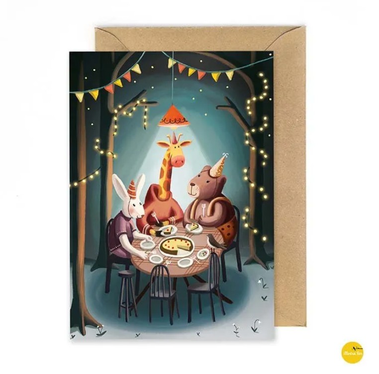 Wenskaart Feestje dieren