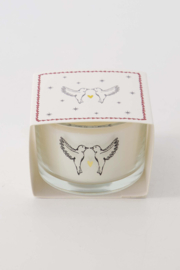 Zusss geurkaars in wikkel "vogels" | wit rood grijsblauw