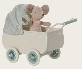 Maileg Pram with baby mouse | mint