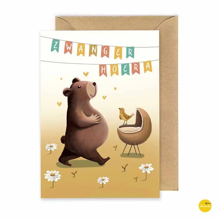 Wenskaart Zwanger hoera