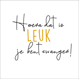 LEUK - vierkant 13x13 - Hoera dat is LEUK je bent zwanger