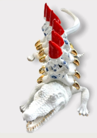 Lammers & Lammers Krokodil "Born to be wild" | delftsblauw met rode mutsjes