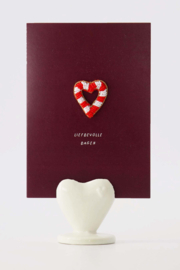 Zusss kaartenstandaard keramiek "hartje" wit