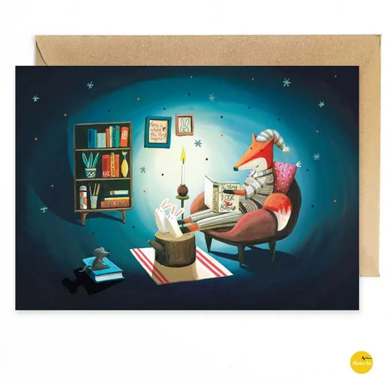 Wenskaart Boekje lezen vosje  WK0025