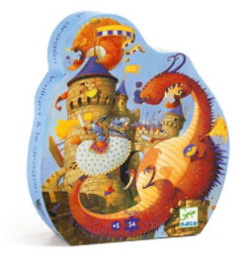 Djeco Silhouette puzzel "Ridders en draken"  54 stukjes | 5+ jaar
