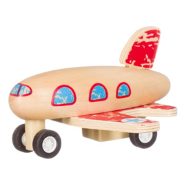 Vintage Vliegtuigje van hout | rood