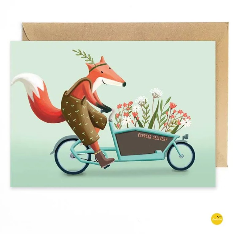 Wenskaart Bakfiets bloemen