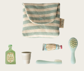 Maileg Toothbrush set in bag Mouse | blue stripe