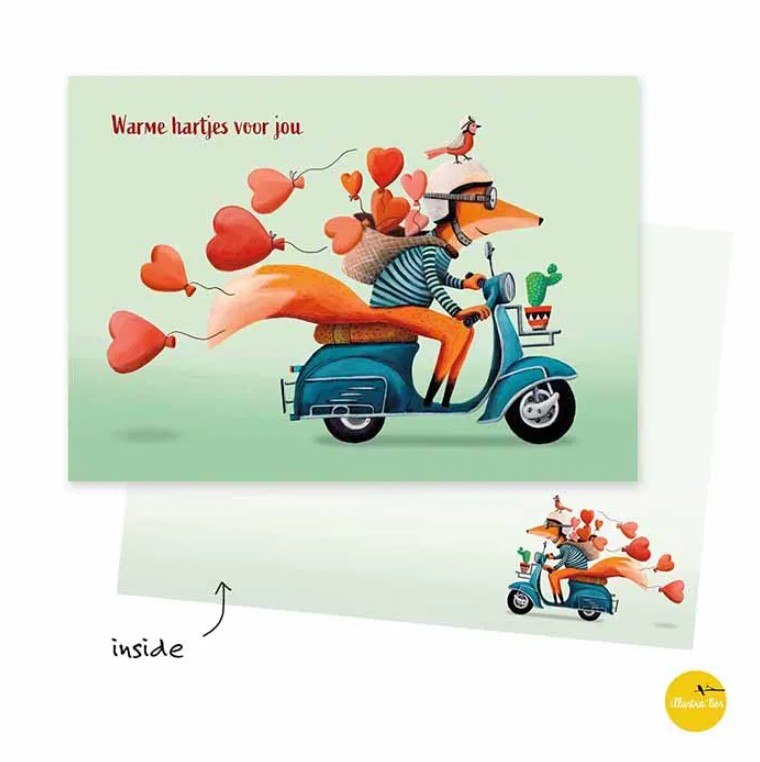 Wenskaart Warme hartjes voor jou