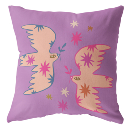 Buitenkussen "Birds" 40x40 cm | paars