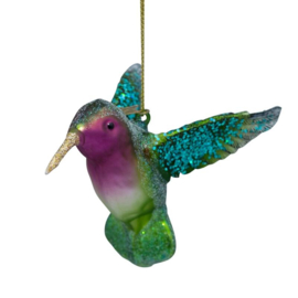 Vondels Ornament glass green/purple hummingbird
