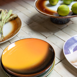 HKliving  70's Ceramic Dessert plate "Sunshine"
