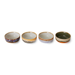 HKliving 70's Ceramics Tapas bowl "Crystal' | licht met bruin
