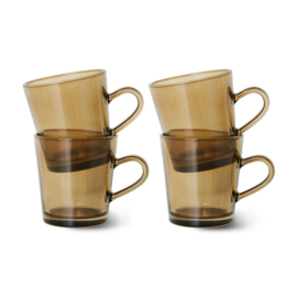 HKliving 70's Glassware coffee cups | mudbrown set van 4