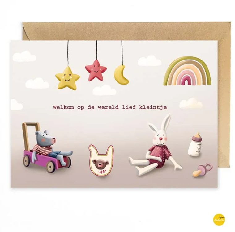 Wenskaart Welkom op de wereld lief kleintje