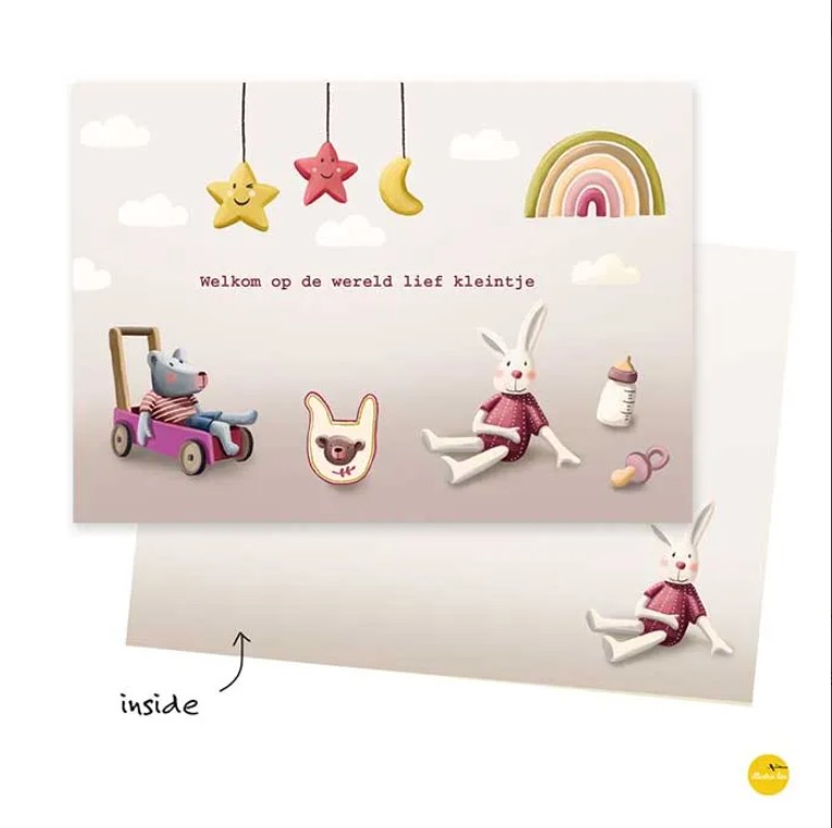 Wenskaart Welkom op de wereld lief kleintje