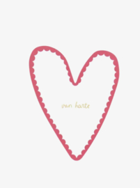 Zusss Ansichtkaart hart | wit rood