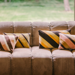 HKliving Striped velvet cushion "Honey"