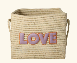 Rice Square Raffia Basket "Nature Love"