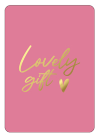 Kassaplan A6 Ansichtkaart "Lovely gift" | roze