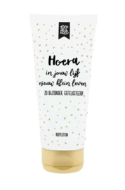 100% Leuk  Bodylotion "Hoera, in jouw lijf nieuw leven"