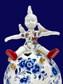 Lammers & Lammers On top of the world Bol | delftsblauw met bloemenjurk