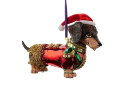 Kerst ornament "Teckel in kerst outfit"