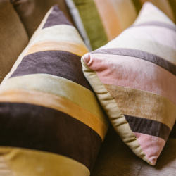 HKliving Striped velvet cushion "Sunkissed"