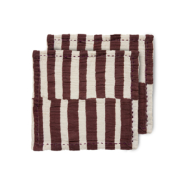 HKliving 70's Napkins set van 2 "bordeaux" gestreept